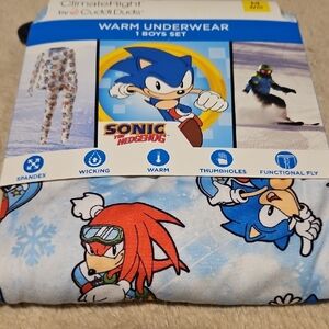 Cuddl Duds Boys' Sonic Warm Underwear Set - Light Blue & Yellow Accents